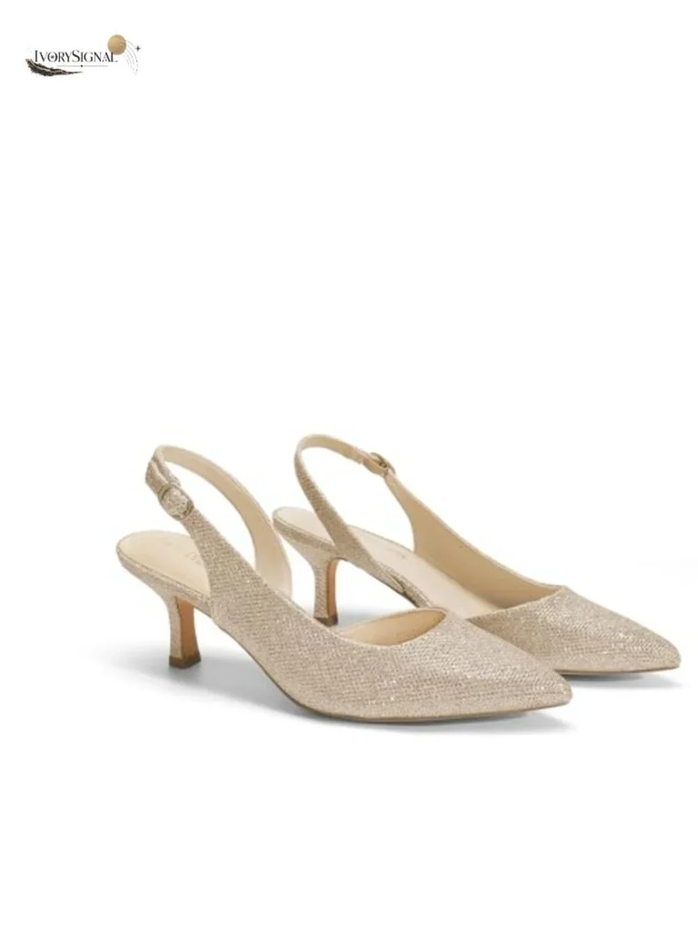 Kitten Heel Slingback Pumps Pointed Toe Dress Shoes Vegan Leather